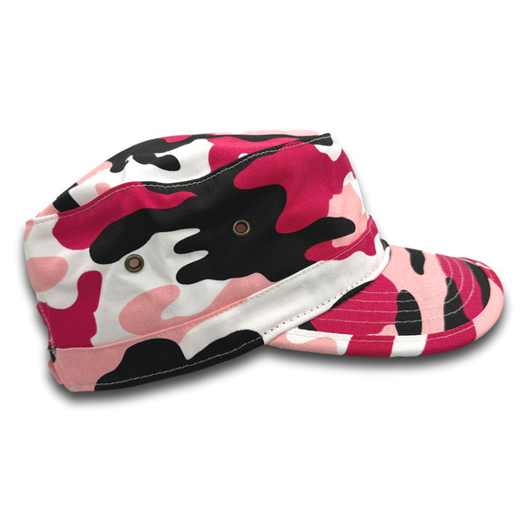 Pink Camo Cadet Hat Fatigue Basic Training Round Top GI Army Battle Dress Cap - Picture 4 of 6